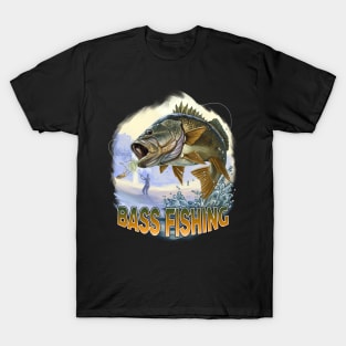 Bass Fisherman Fishing Gift USA Fisherman Christmas Gift T-Shirt